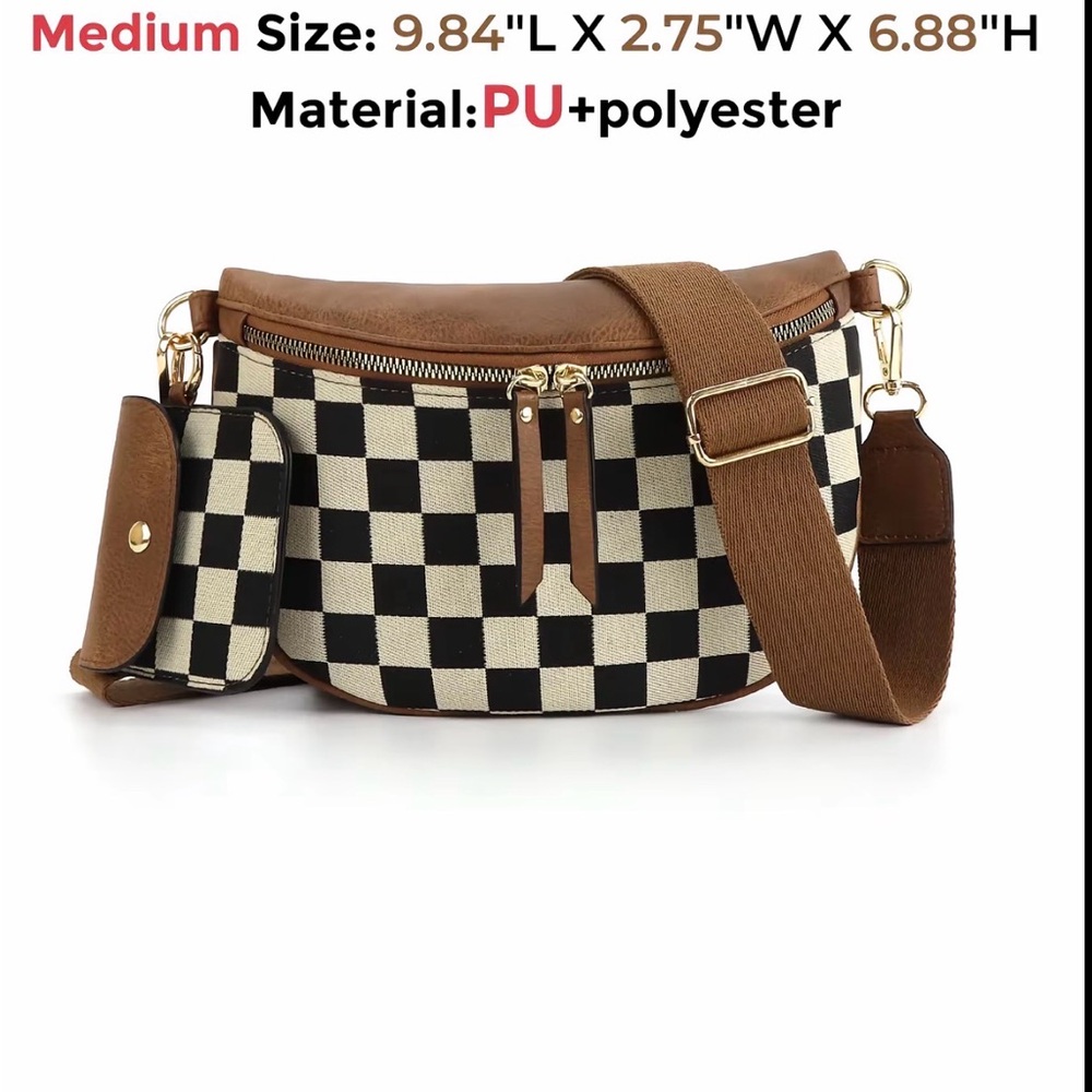 Checkered Brown and Black Women's Bag